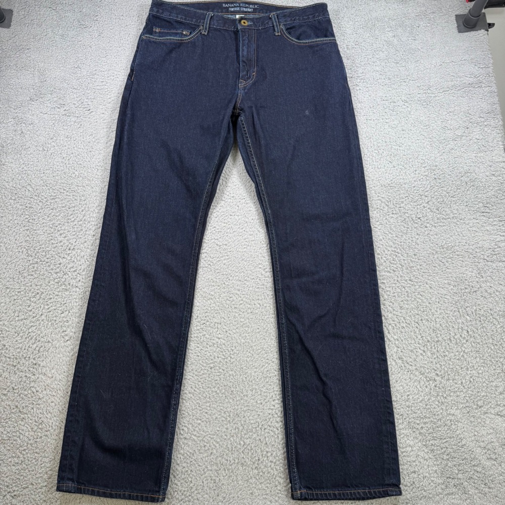 Banana Republic Vintage Straight Dark Wash Indigo Denim Jeans Mens 34x32